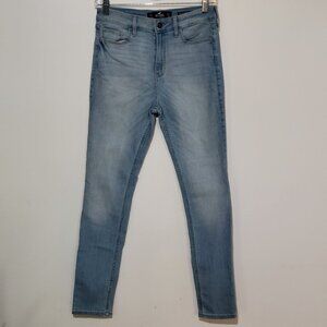 Hollister High Rise Super Skinny Light Blue Denim Wash Blue Jeans Size W27 L28
